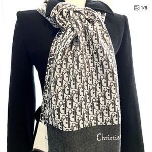 NWT Authentic Christian Dior Oblique Bleu Marine Cashmere Scarf